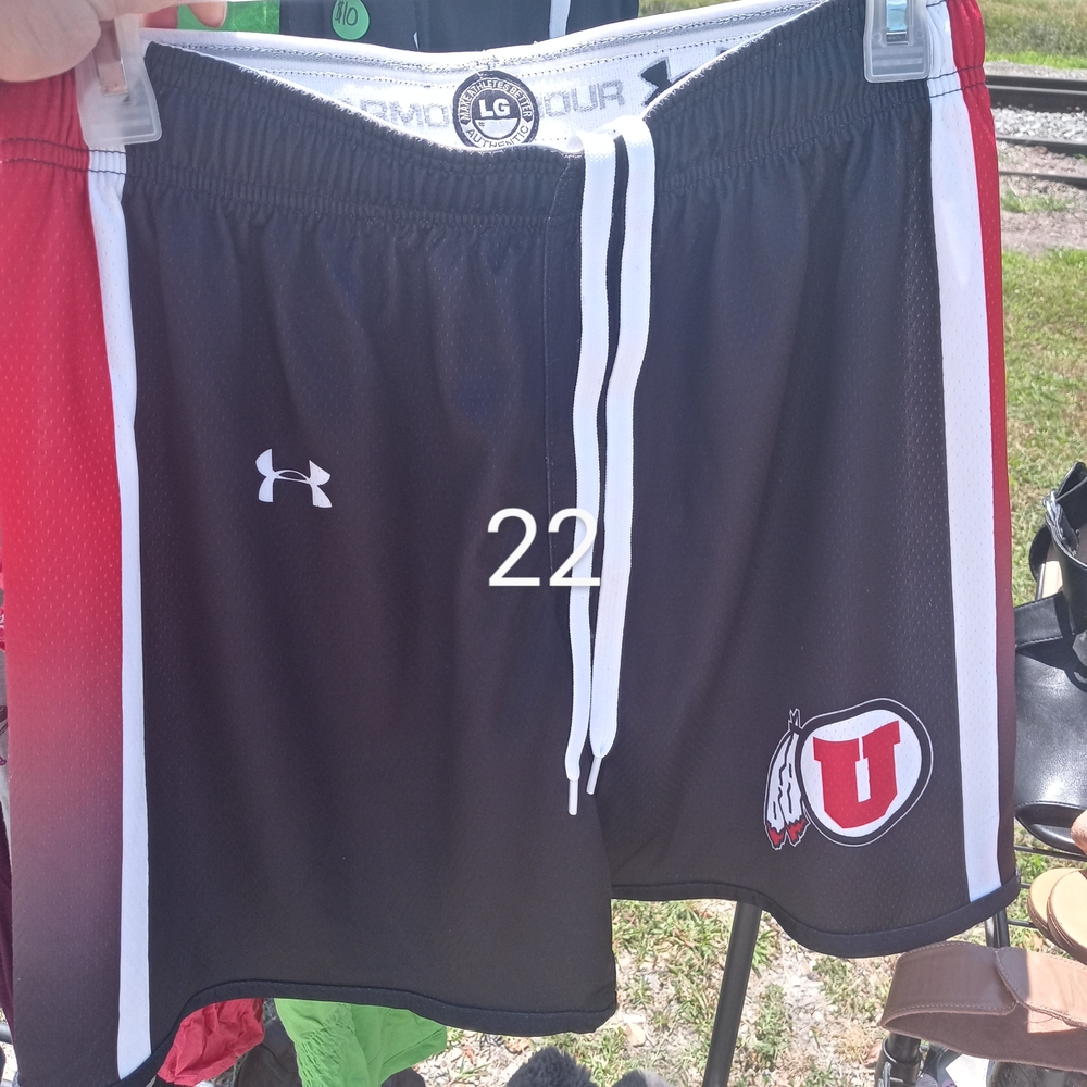 Under Armour Black and Red Athletic Shorts